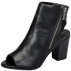 Women's Reanna-11 Open Back Asymmetrical Zipper Peep Toe Bootie