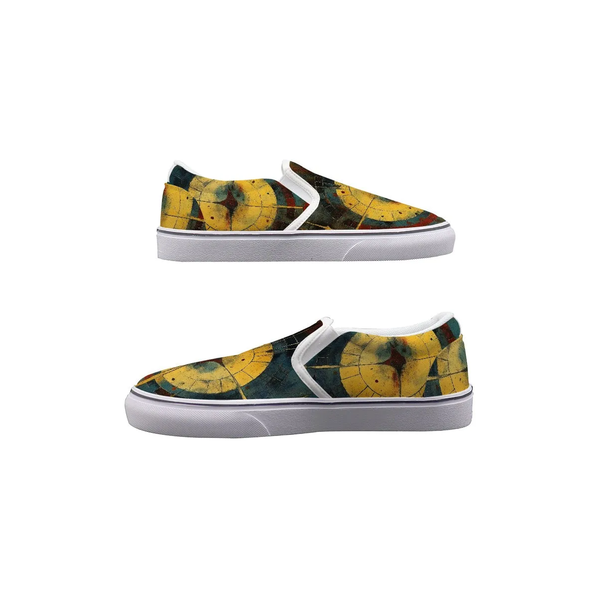 Women's Slip On Sneakers 232 abstract, clock, print