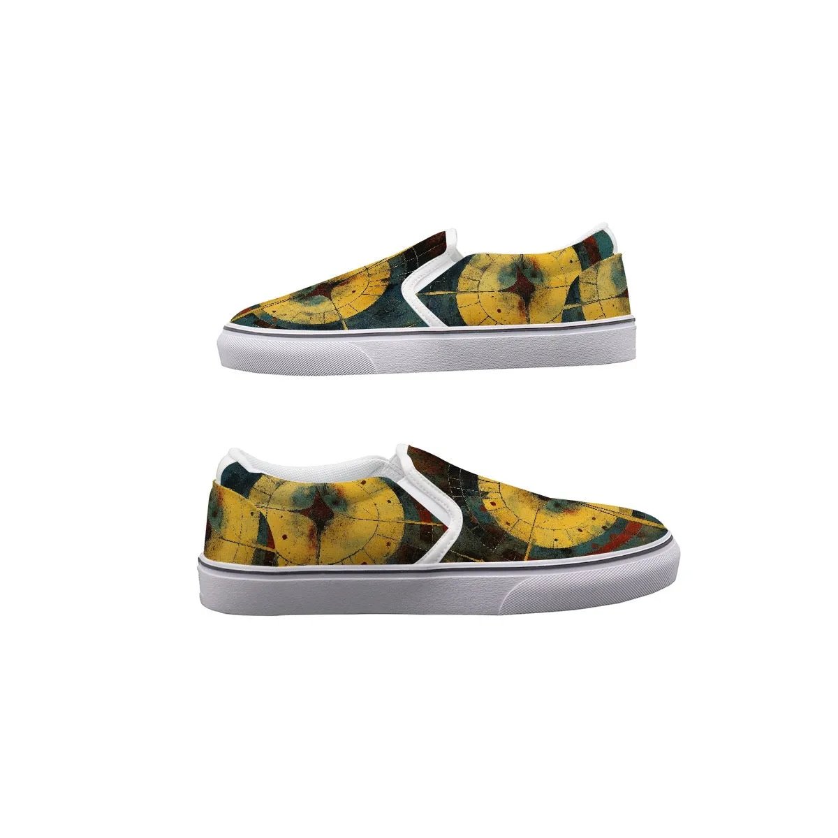 Women's Slip On Sneakers 232 abstract, clock, print