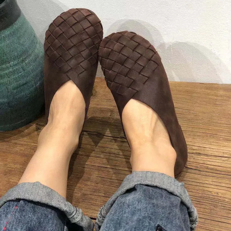 Women's Soft Woven Leather Slip-on Shoes